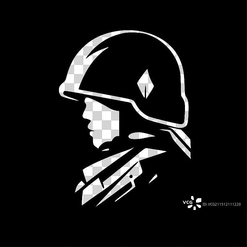 士兵黑白剪影图标图片素材