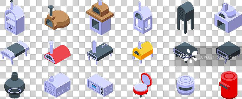 披萨烤箱图标合集，砖砌披萨烤箱图标合集图片素材