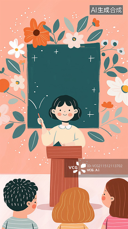 【AI数字艺术】老师站在讲台上上课图片素材