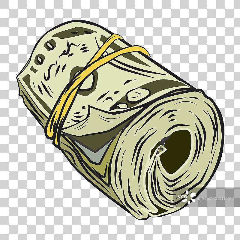 复古风格的成卷美元纸币图片素材