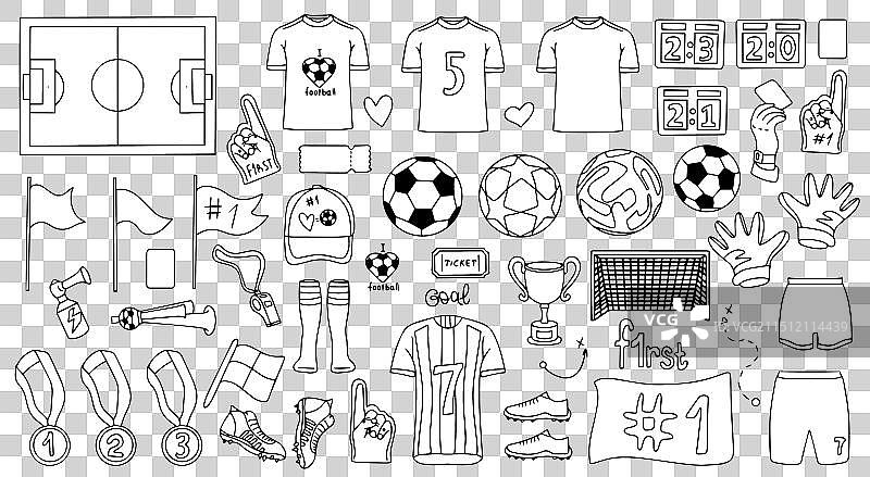 足球运动涂鸦图标集图片素材