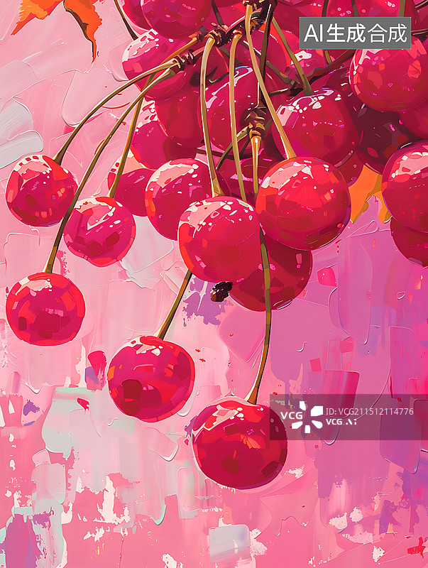 【AI数字艺术】粉色樱桃壁纸图片素材