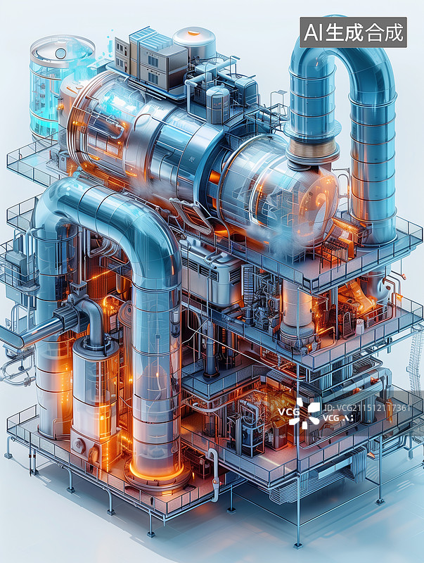 【AI数字艺术】白色背景下的机械特写镜头图片素材