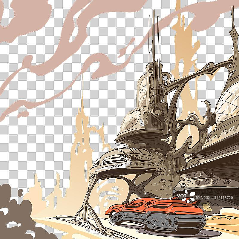 奇幻城市沙漠概念艺术图片素材