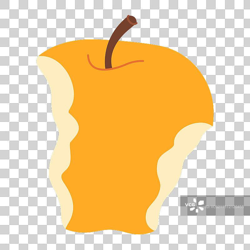 手绘扁平风格被咬的黄色苹果图片素材