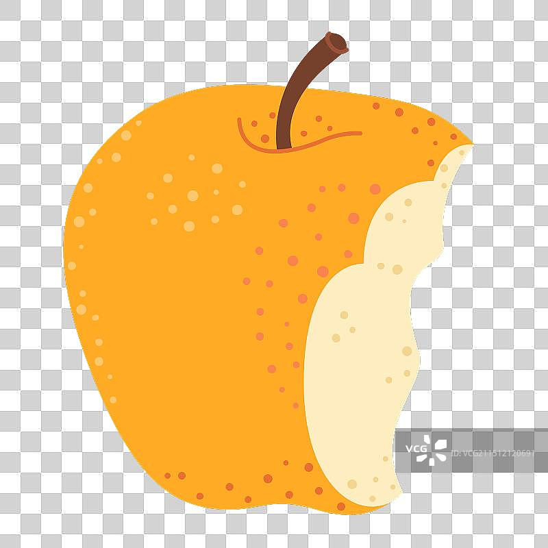 手绘扁平风格被咬的黄色苹果图片素材