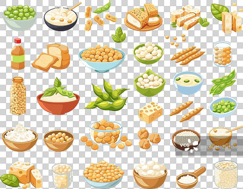 卡通大豆制品图标集图片素材