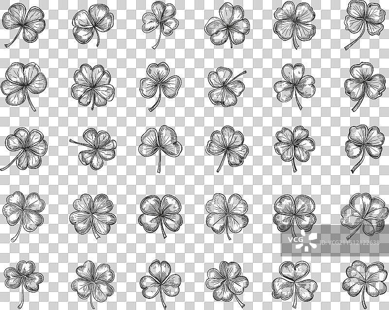 涂鸦风格四叶草图标合集图片素材