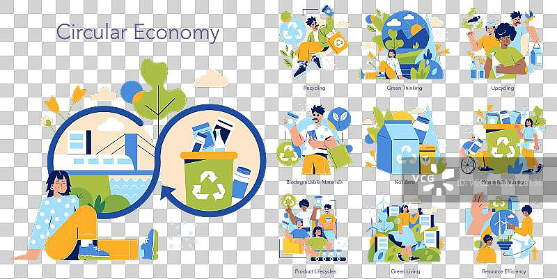 扁平风格循环经济图片素材
