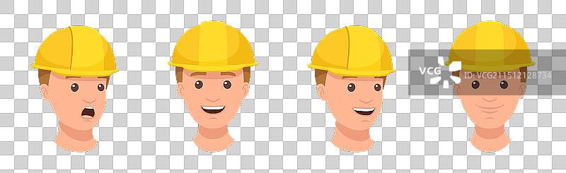 戴黄色安全帽的建筑工人头像图片素材