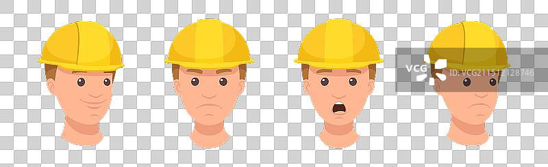 戴黄色安全帽的建筑工人头像图片素材