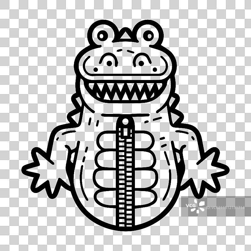 鳄鱼拉链标志或现代线条图标线条艺术图片素材