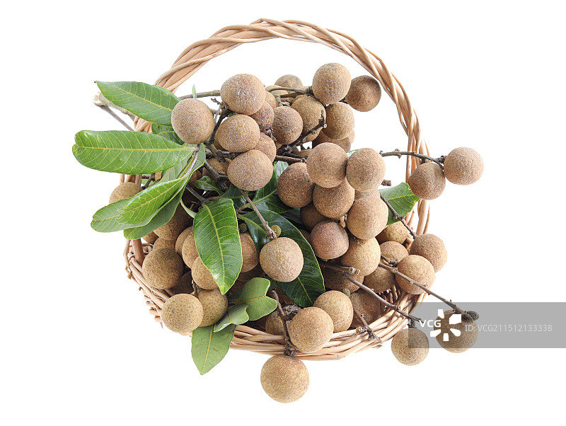 一篮子的夏天热带水果龙眼桂圆的白底图图片素材