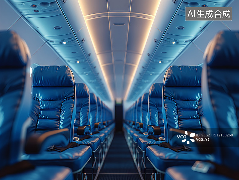 【AI数字艺术】干净整洁的飞机座位座椅图片素材