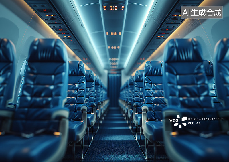 【AI数字艺术】干净整洁的飞机座位座椅图片素材