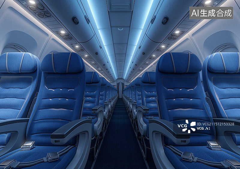 【AI数字艺术】干净整洁的飞机座位座椅图片素材
