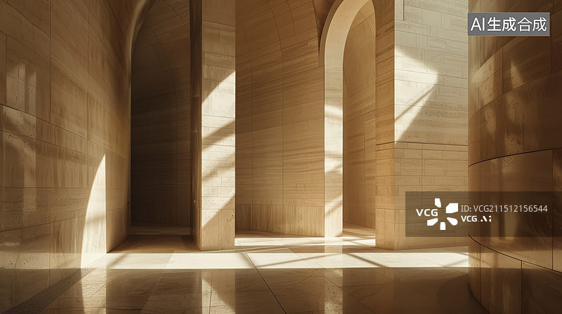 【AI数字艺术】拱形门砖结构简洁建筑图片素材