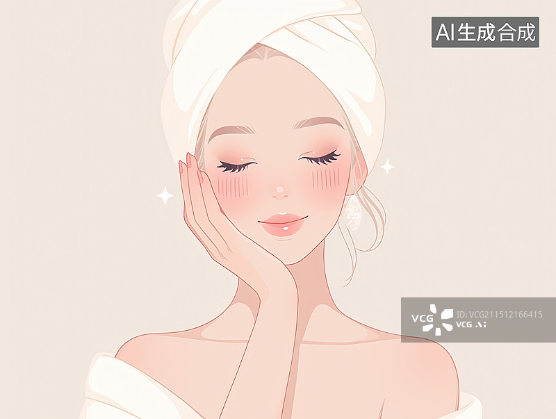 【AI数字艺术】女性化妆插画 正在化妆的女孩图片素材