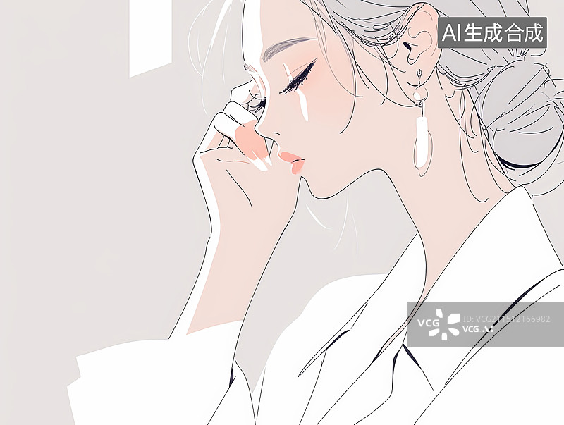 【AI数字艺术】女性化妆插画 正在化妆的女孩图片素材