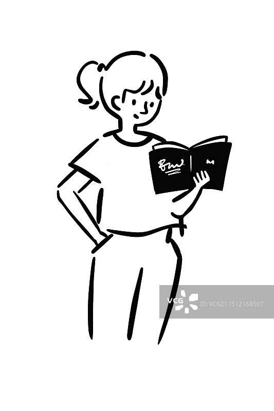 极简风简笔画——拿着书的老师图片素材