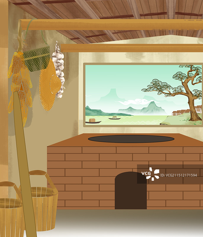 童年往事小时候美好回忆田园风光乡村生活乡下农村农业湖泊风景风格村子村落山川山村资讯插画图片素材