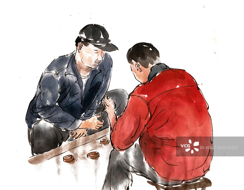 两人下象棋图片素材