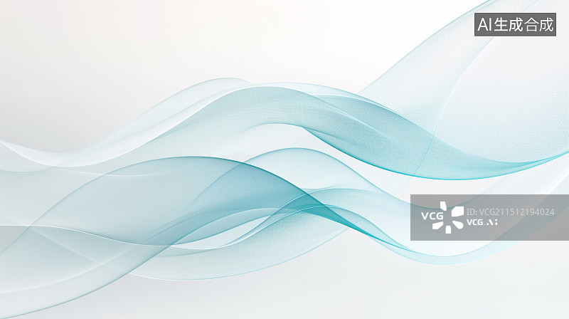 【AI数字艺术】轻盈的蓝色曲线图片素材