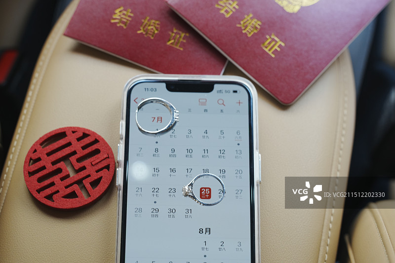 结婚证，戒指，日期，手机图片素材