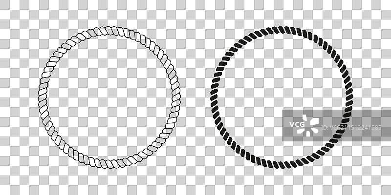 黑白圆形麻绳或钢绳框架图片素材