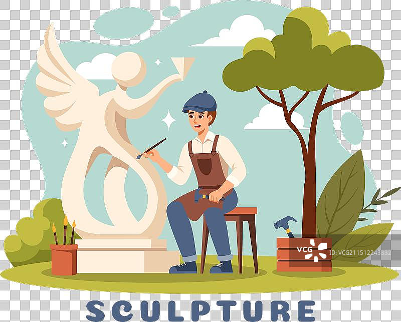 以工匠雕刻为主题的石雕图片素材