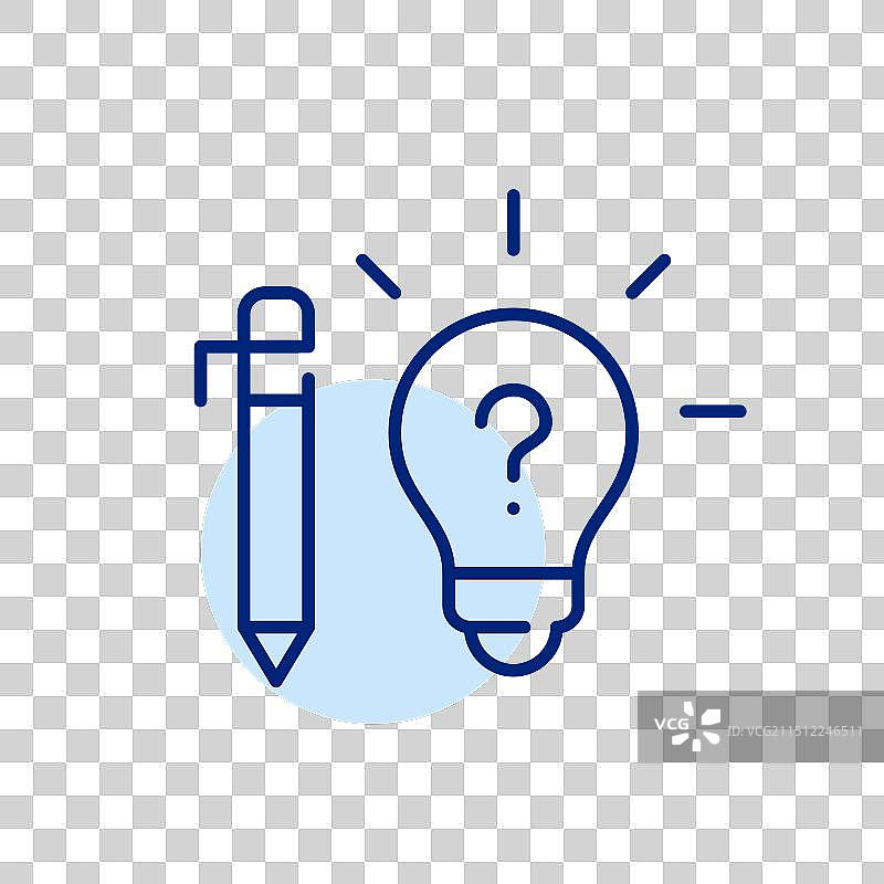 钢笔灯泡和问号图片素材