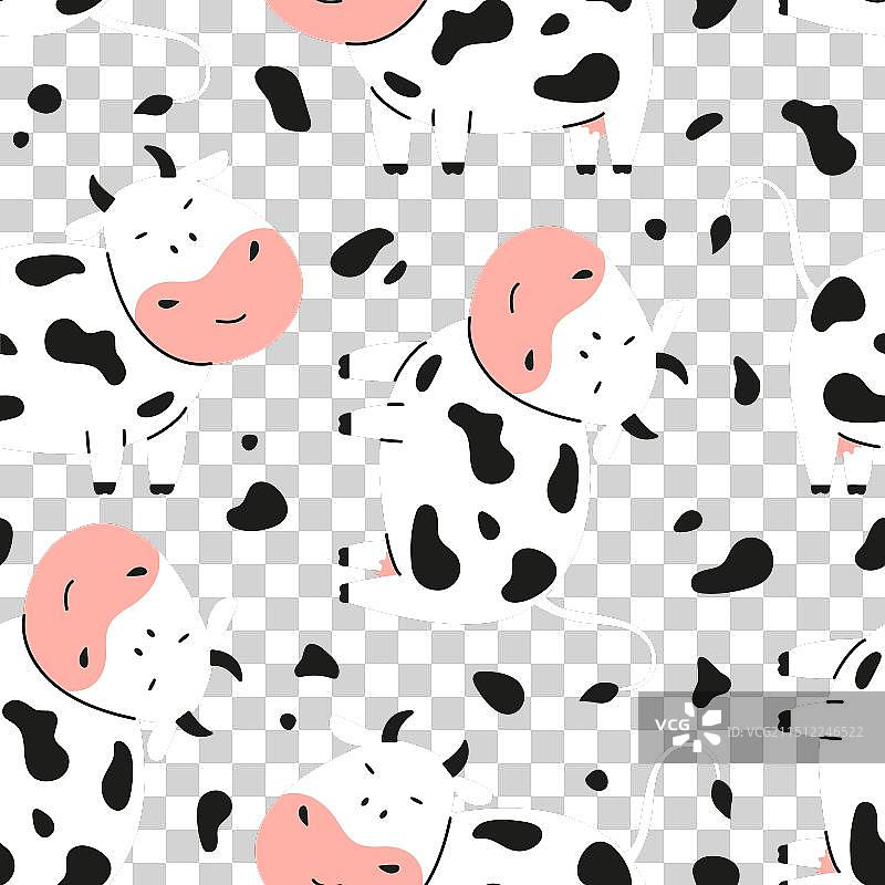可爱的奶牛和斑点儿童无缝图案图片素材