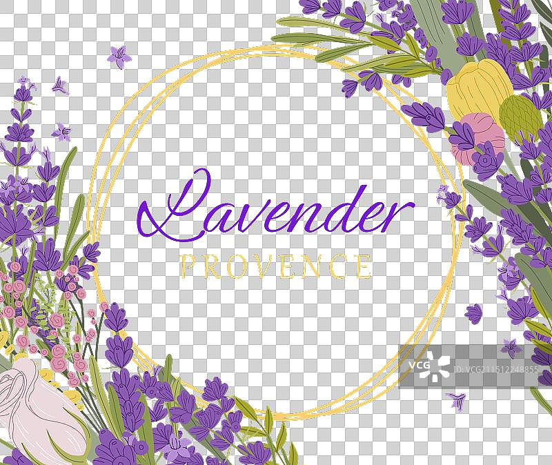 薰衣草花框普罗旺斯背景图片素材