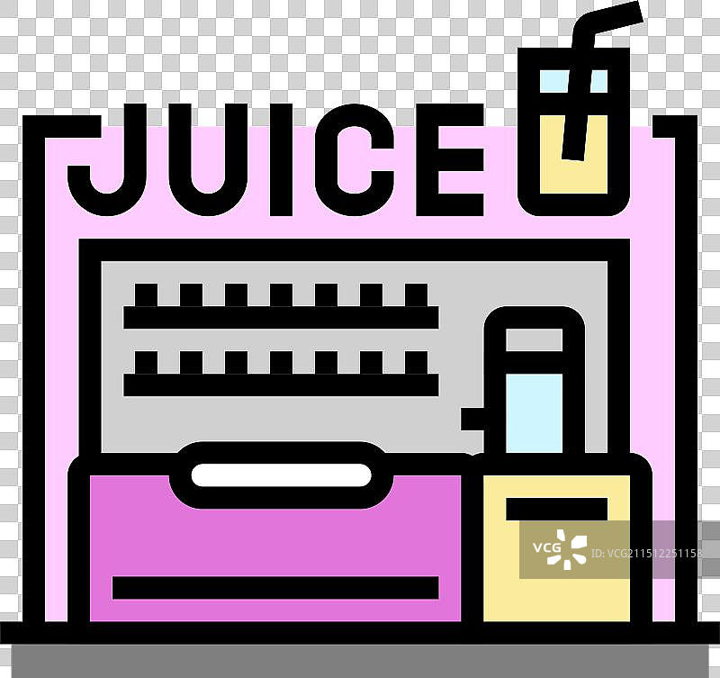 果汁吧街头美食咖啡馆彩色图标图片素材