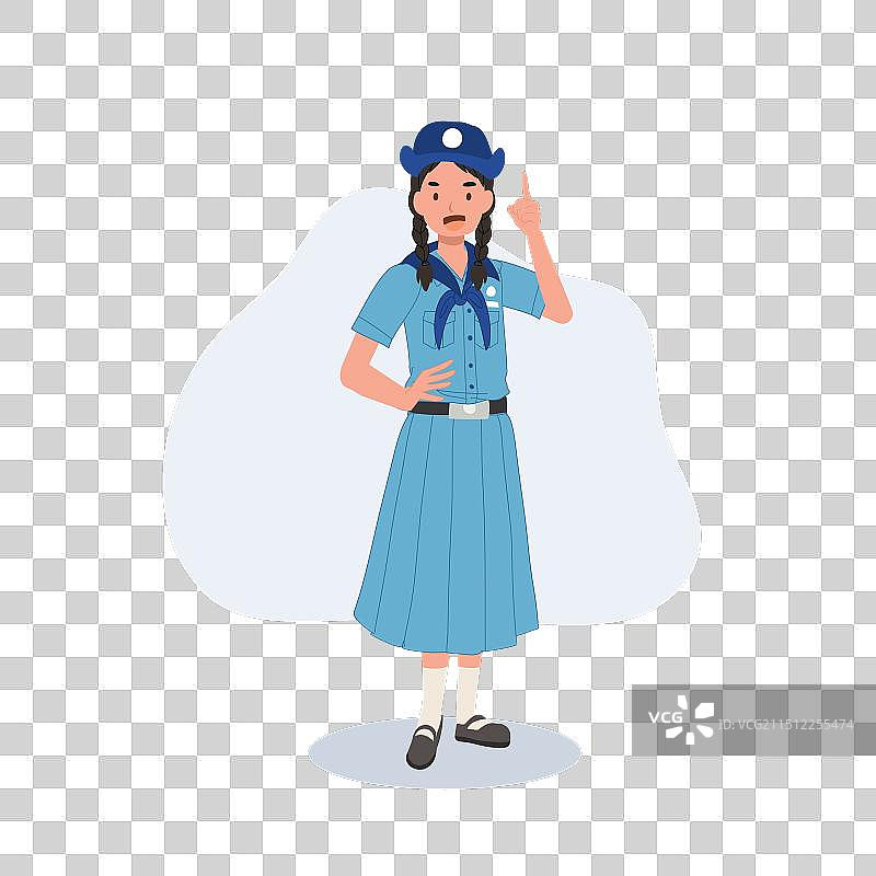 穿着制服的快乐可爱年轻泰国女童子军图片素材