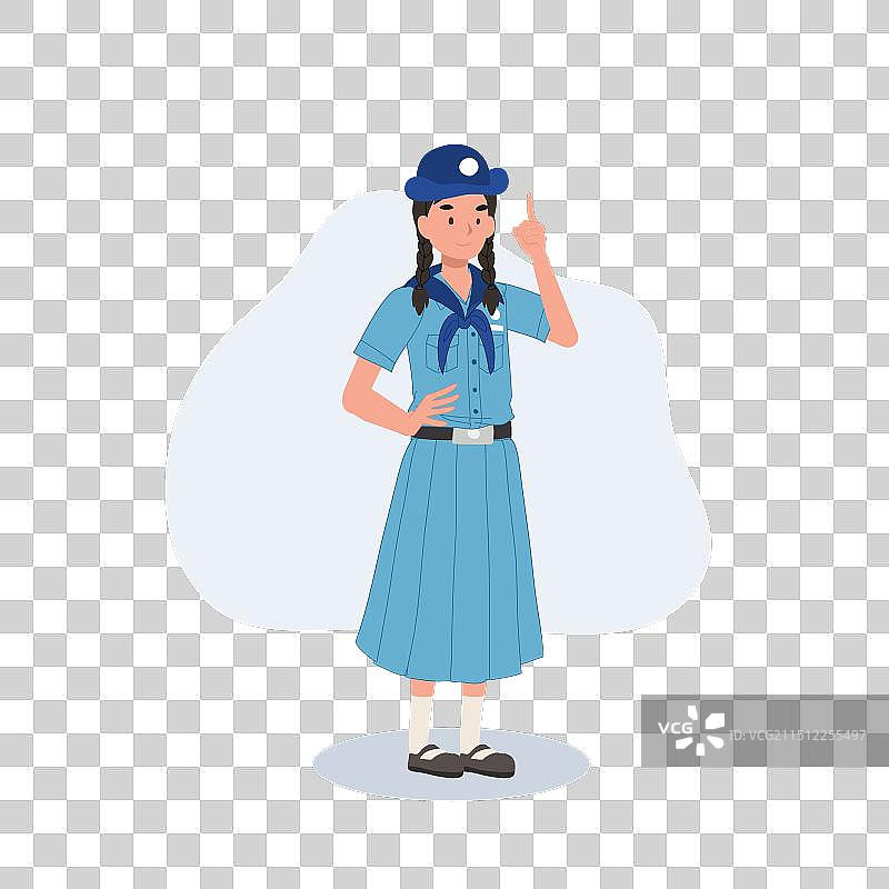 穿着制服的快乐可爱年轻泰国女童子军图片素材