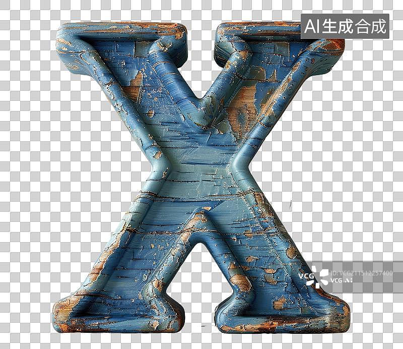 【AI数字艺术】金属质感X字母免抠元素图片素材