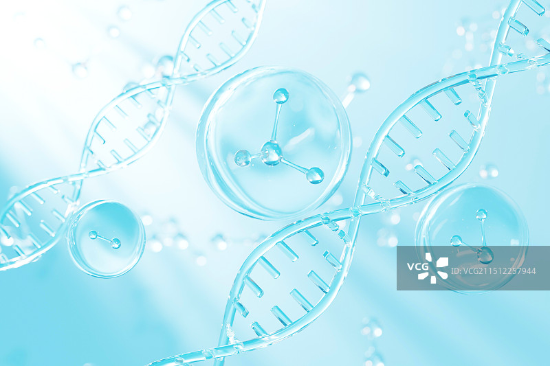 3D渲染的细胞分子DNA精华图片素材