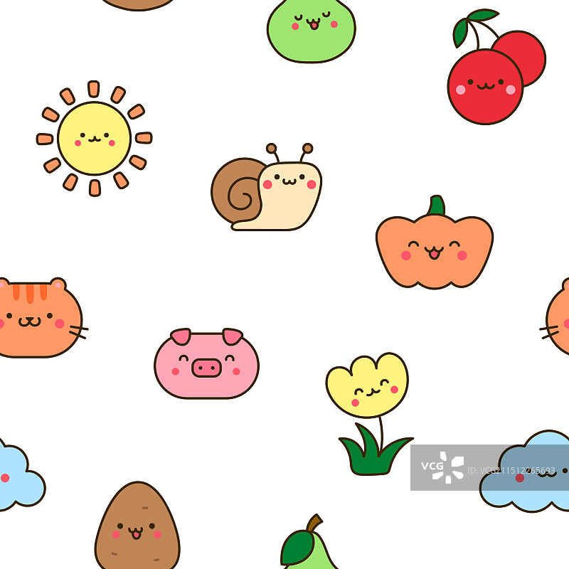 卡通农场人物无缝图案图片素材