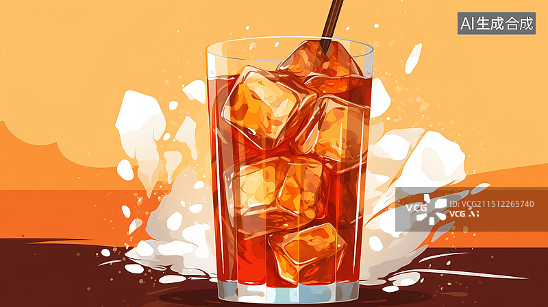 【AI数字艺术】夏日冷饮冰块可乐海报图片素材