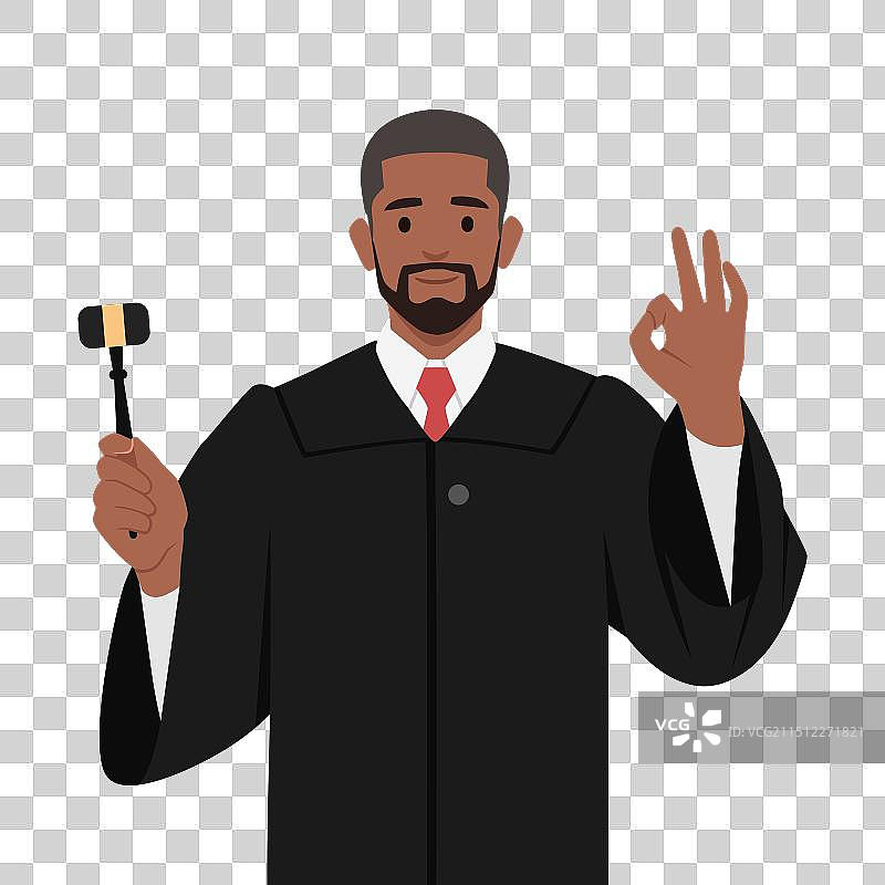 留着胡子的男人用手指做出OK手势图片素材