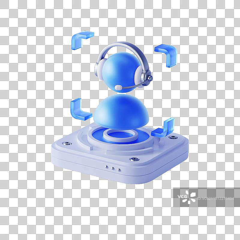 3D科技蓝白图标客服耳机对话信息图片素材