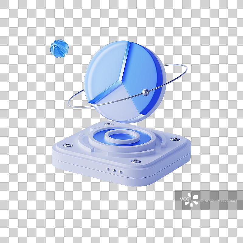 3D科技蓝白图标数据饼图图片素材