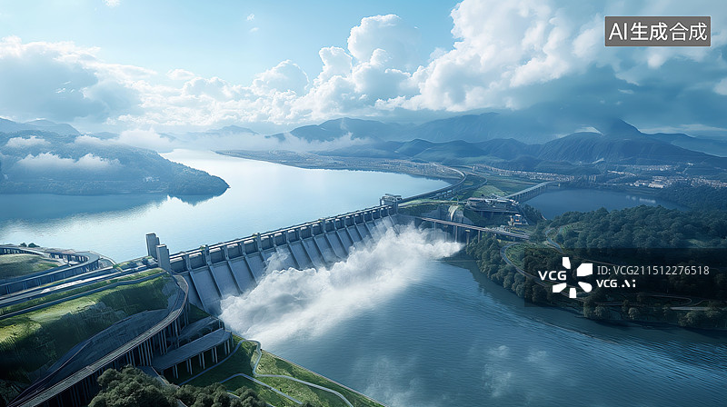 【AI数字艺术】水利工程大坝图片素材
