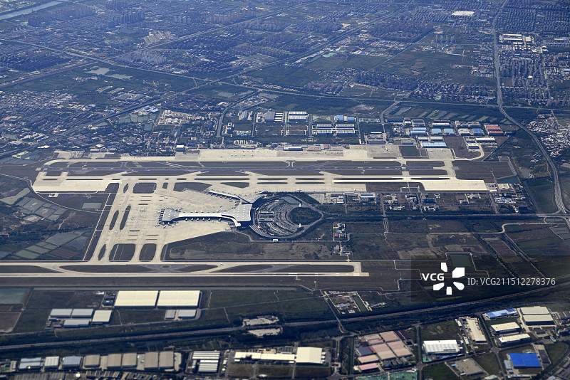 航拍天津滨海国际机场高角度视角景观图片素材