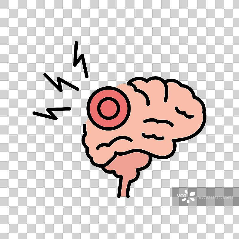 脑震荡线稿彩色图标：家庭损伤图片素材