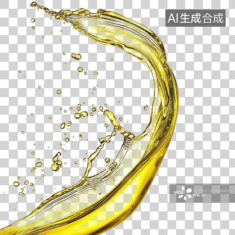 【AI数字艺术】免抠金色透明液体飞溅图片素材