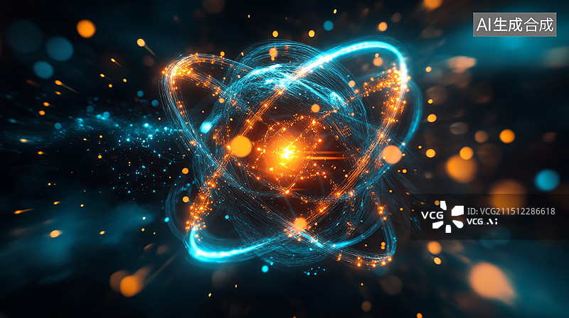 【AI数字艺术】原子核科技微观视图图片素材