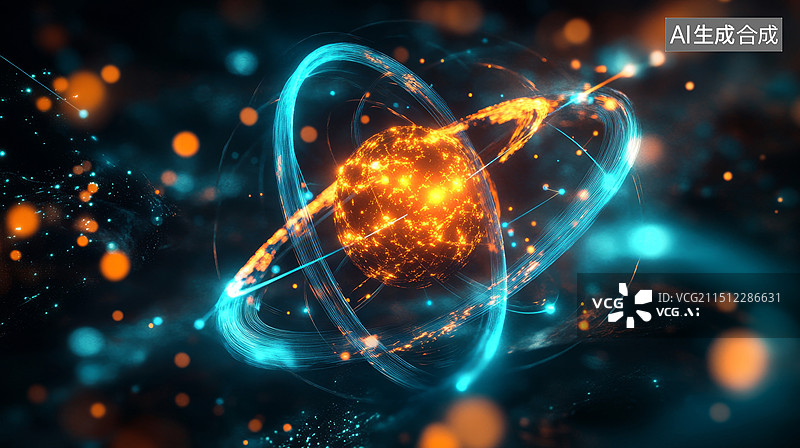 【AI数字艺术】原子核科技微观视图图片素材