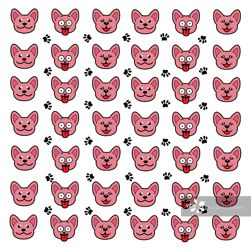 可爱的狗和爪子无缝图案图片素材